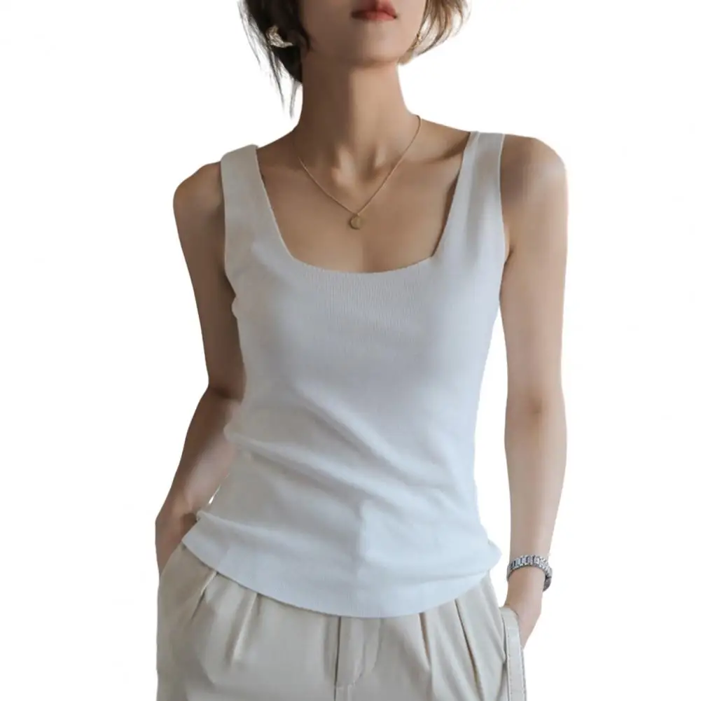 

Summer Vest Elastic Lady Tank Top Knitted Anti-shrink Summer Vest Women Garment