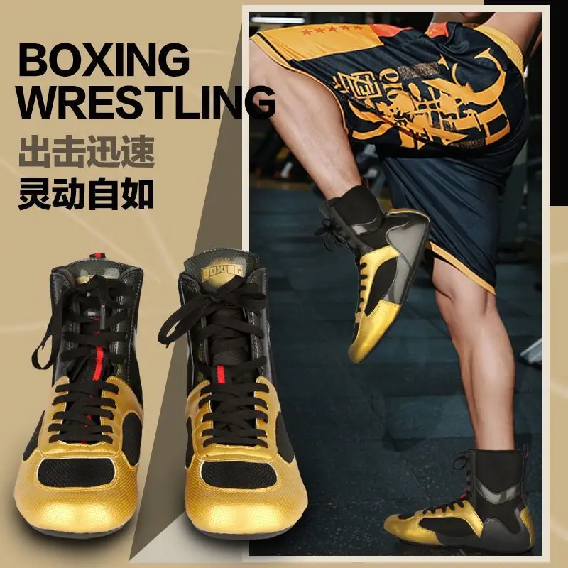 New Professional Boxing Shoes Youth Mesh Breathable Wrestling Shoes for Men and Women Plus Size 35-46lightweight Boxing Sneakers