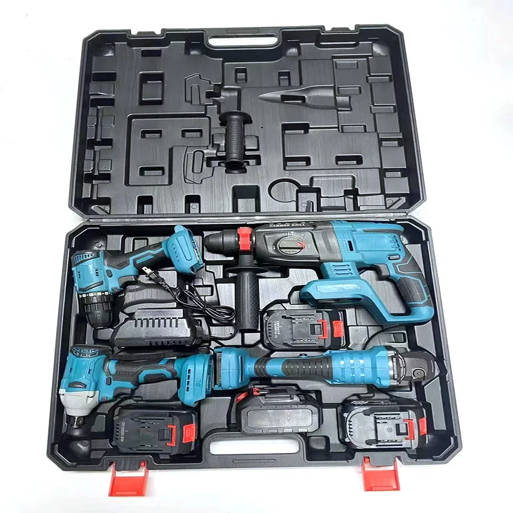 4 шт. бесщеточная электрическая дрель с литиевой батареей ударная ударный