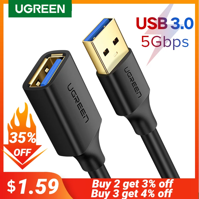 UGREEN USB Extension Cable USB 3.0 Cable for Smart Laptop PC TV Xbox One SSD USB 3.0 2.0 Extender Cord Mini Fast Speed Cable