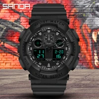 sanda 2022 new outdoor sports mens watches luminous led display multifunctional chronograph 50m waterproof men quartz watch 3099