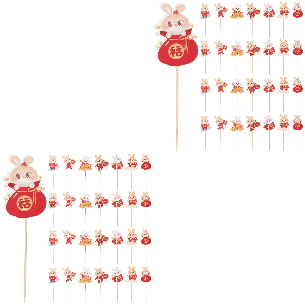 

Chinese New Year Cupcake Picks Bunny Rabbit Decorations Fu Topper Years Eve Party Supplies Lunar