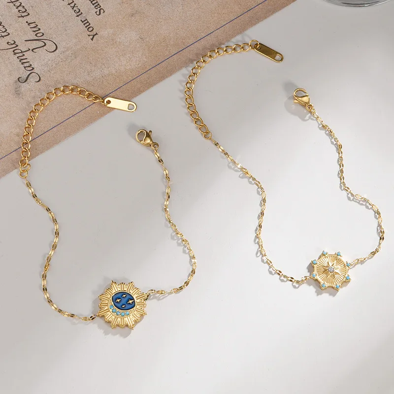 

Stainless Steel Turquoise Stone Resin Charm Fashion Star Bracelet Bangle Golden Daily Trendy Jewelry for Female Браслет Gift