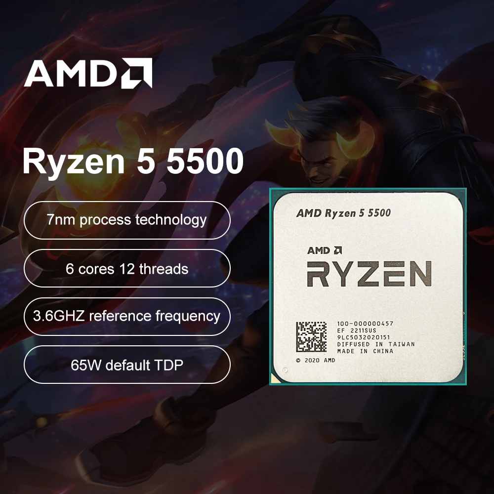 

Новый процессор AMD Ryzen 5 5500 R5 5500 3,6 ГГц 6-ядерный 12-поточный процессор 7 нм L3 = 16M 100-000000457 AM4 для игровой материнской платы B550M