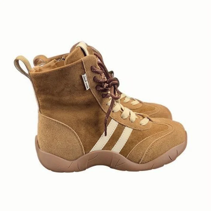 Женские кроссовки ботильоны новая модная замшевая зимняя обувь на платформе 2025