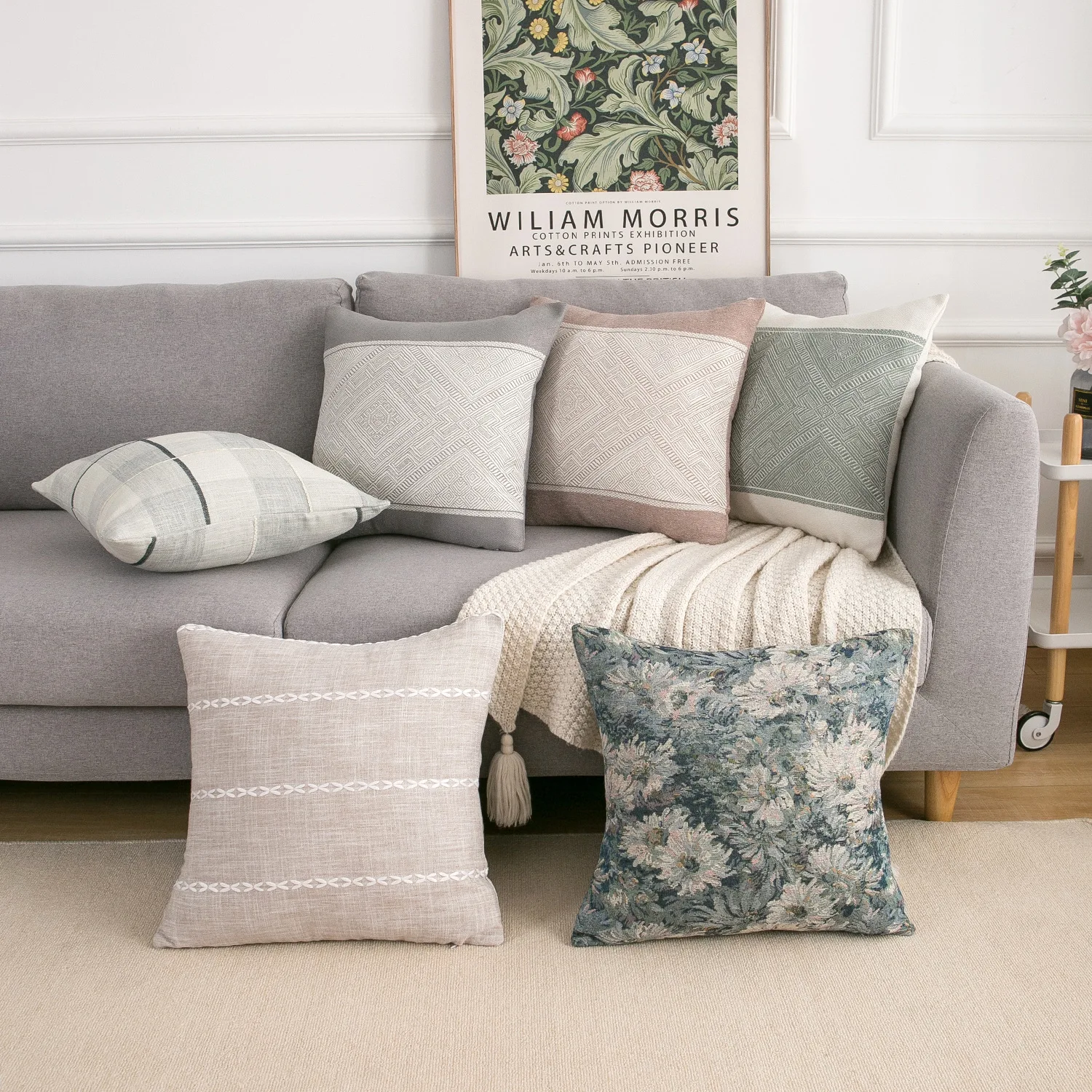 

Decoration Coffee Cushion Cover Home Geometric Modern Embroidery New Pillow Cushions 60x60cm Lattice Living Room Sofa PillowCase