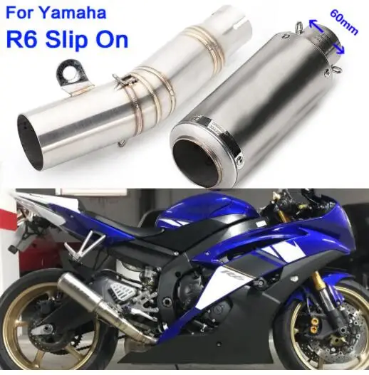 

R6 60 мм выхлопная труба для мотоцикла и r6 средняя звеньевая труба полный комплект труб для Yamaha R6 2006-2016 года с дБ убийцей