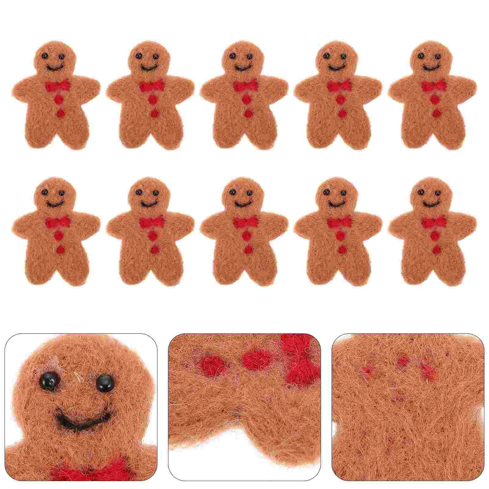

10 Pcs Gingerbread Man Pendant DIY Charms Materials Styling Hair Clips Cartoon Lovely Felt Hanging Decors Wreath Wool Christmas