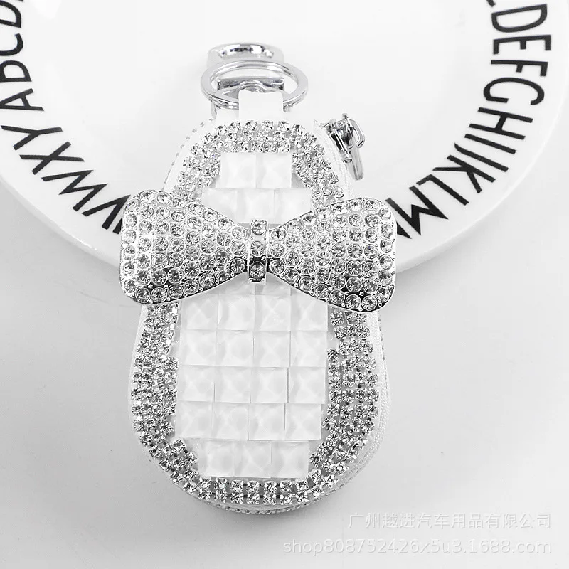 

Car Key Bag With Diamond Inlaid Gourd Female Bowknot Crystal Car Key Case Pendant Decoration Car Key Bag Cover