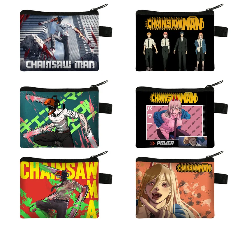 

Hot Japanese Anime Chainsaw Man Printing Coin Purse Women Retro Comic Power Lipstick Bag Casual Key Credit Card Holder Bags Gif