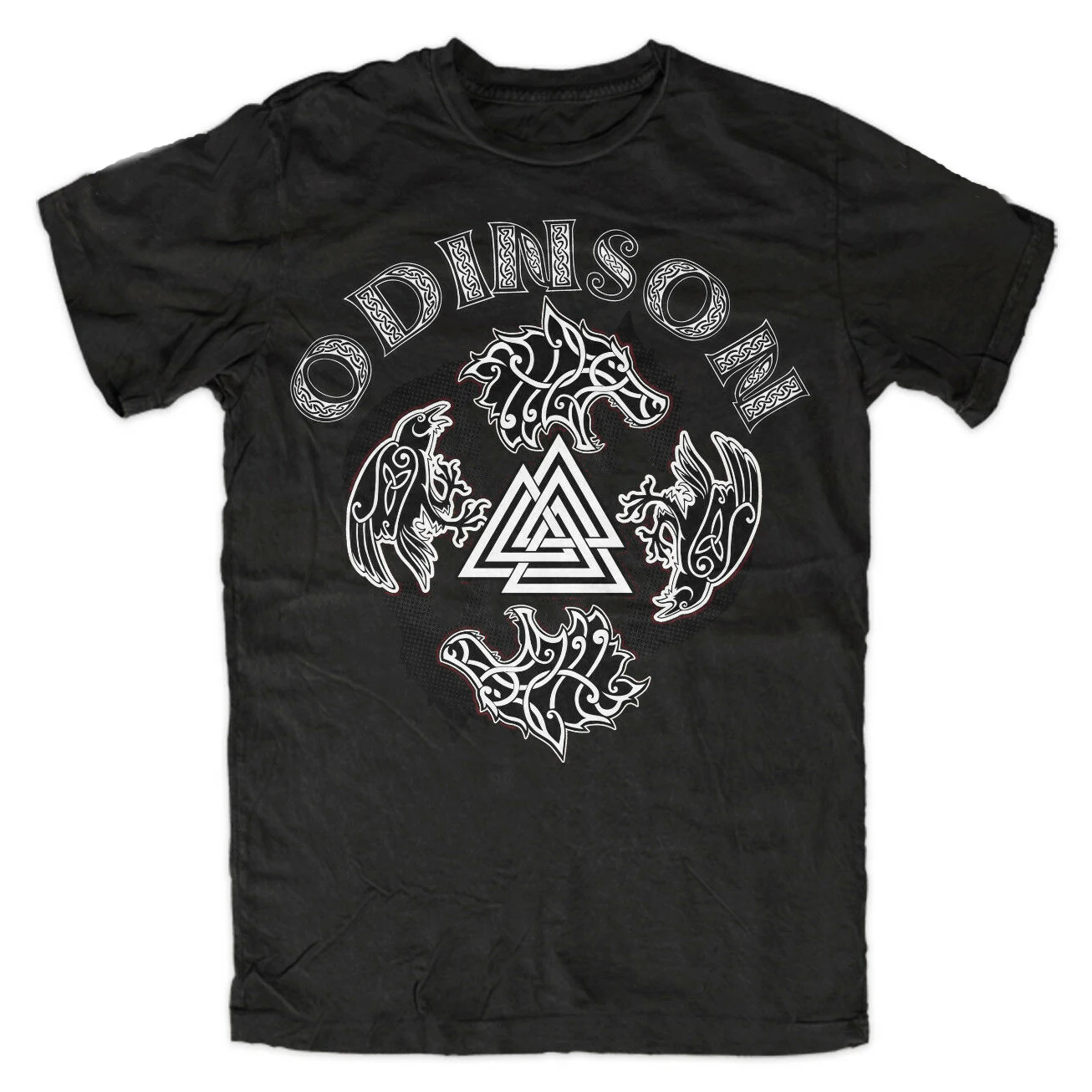 

Norse Mythology Odin's Ravens and Wolives Valknut Rune T-Shirt 100% Cotton O-Neck Short Sleeve Casual Mens T-shirt Size S-3XL