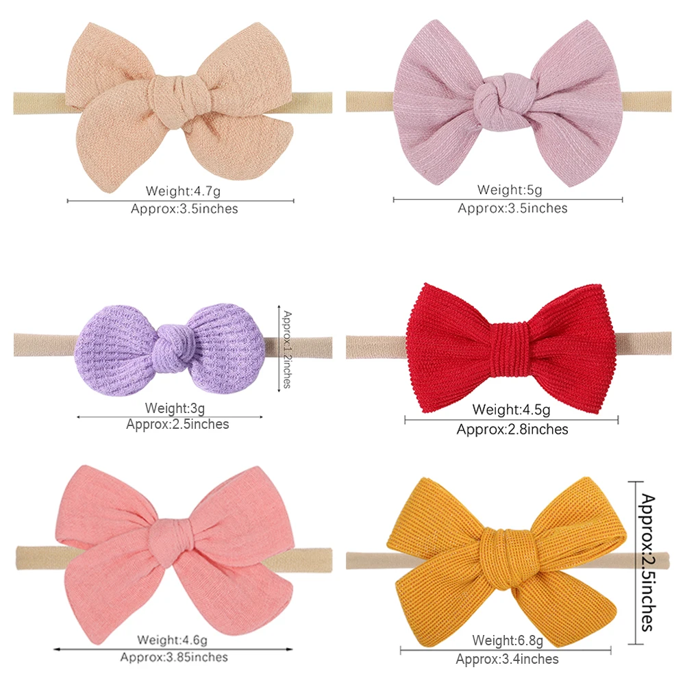5Pcs/Set Cotton Baby Bows Headband Nylon Headbands Hair Bands for Children Girls Soft Hairband Toddler Newborn Accessories - купить по