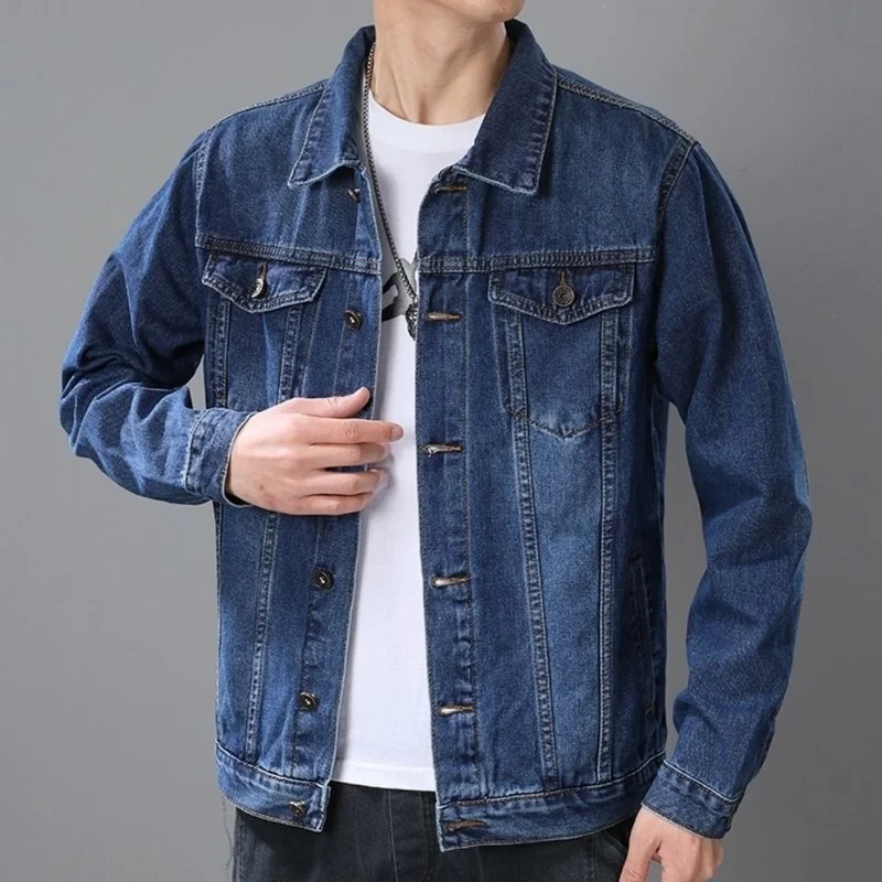 

Spring New Men's Casual Cotton Denim Jacket Classic Style Fashion Slim Washed Retro Blue Jeans Coat Male Brand Clothing 4XL E281