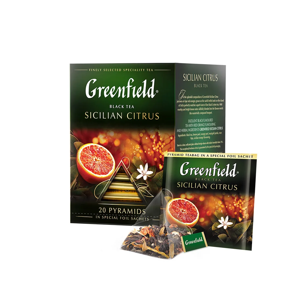 Чай черный Greenfield Sicilian Citrus в пирамидках с ароматом апельсина 20*1 8г | Продукты