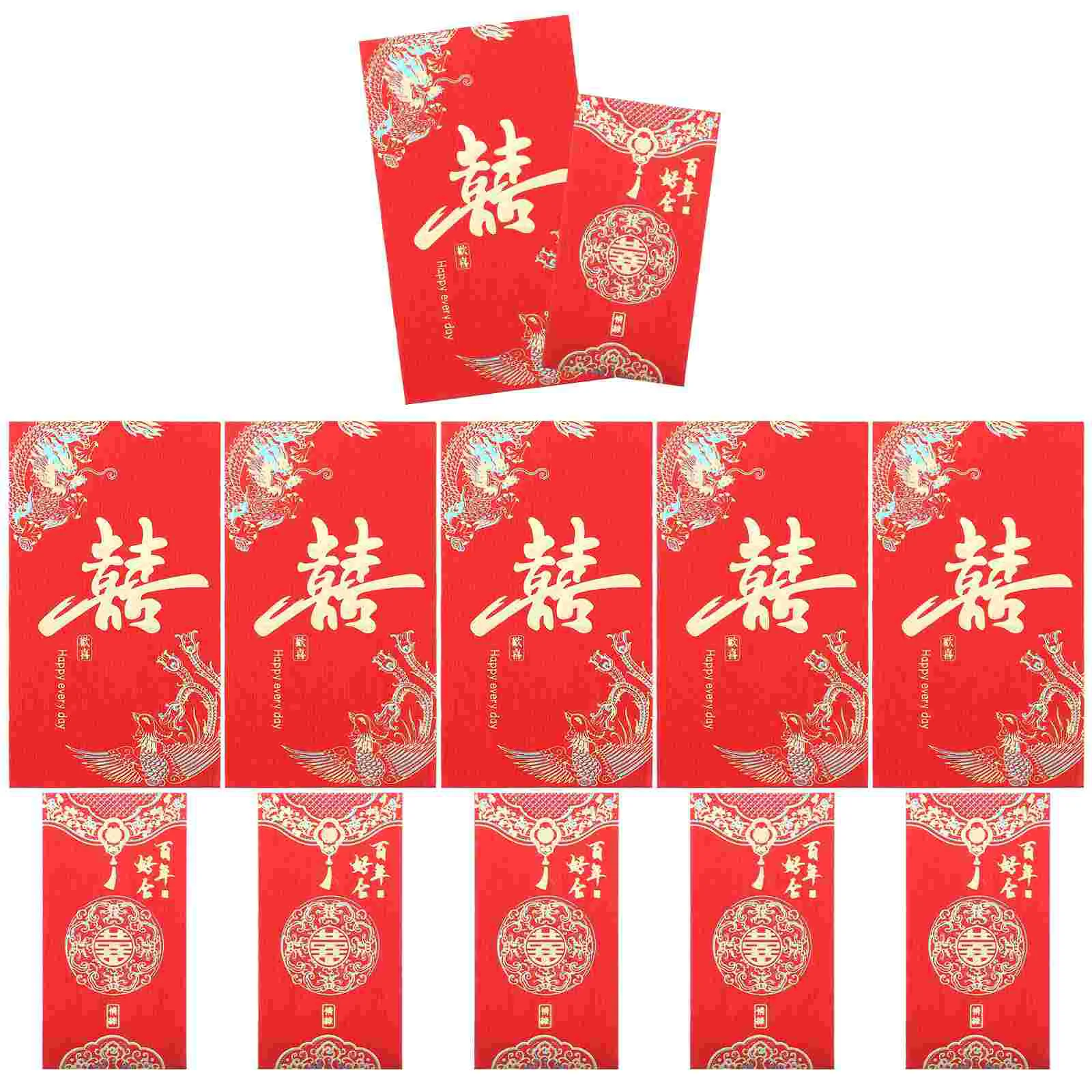 

12 Pcs Red Envelopes Wedding Partysurname Packet Money Bag Traditional Bronzing Jewelry Storage Pouch