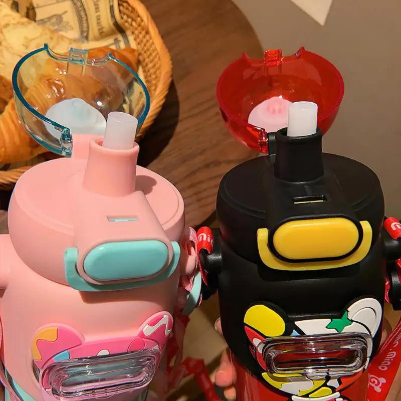 

Portable Water Bottles Star Painted Kitchen Accessories Creative Water Cup Bear Graffiti Drinkware Household Thermos Cup