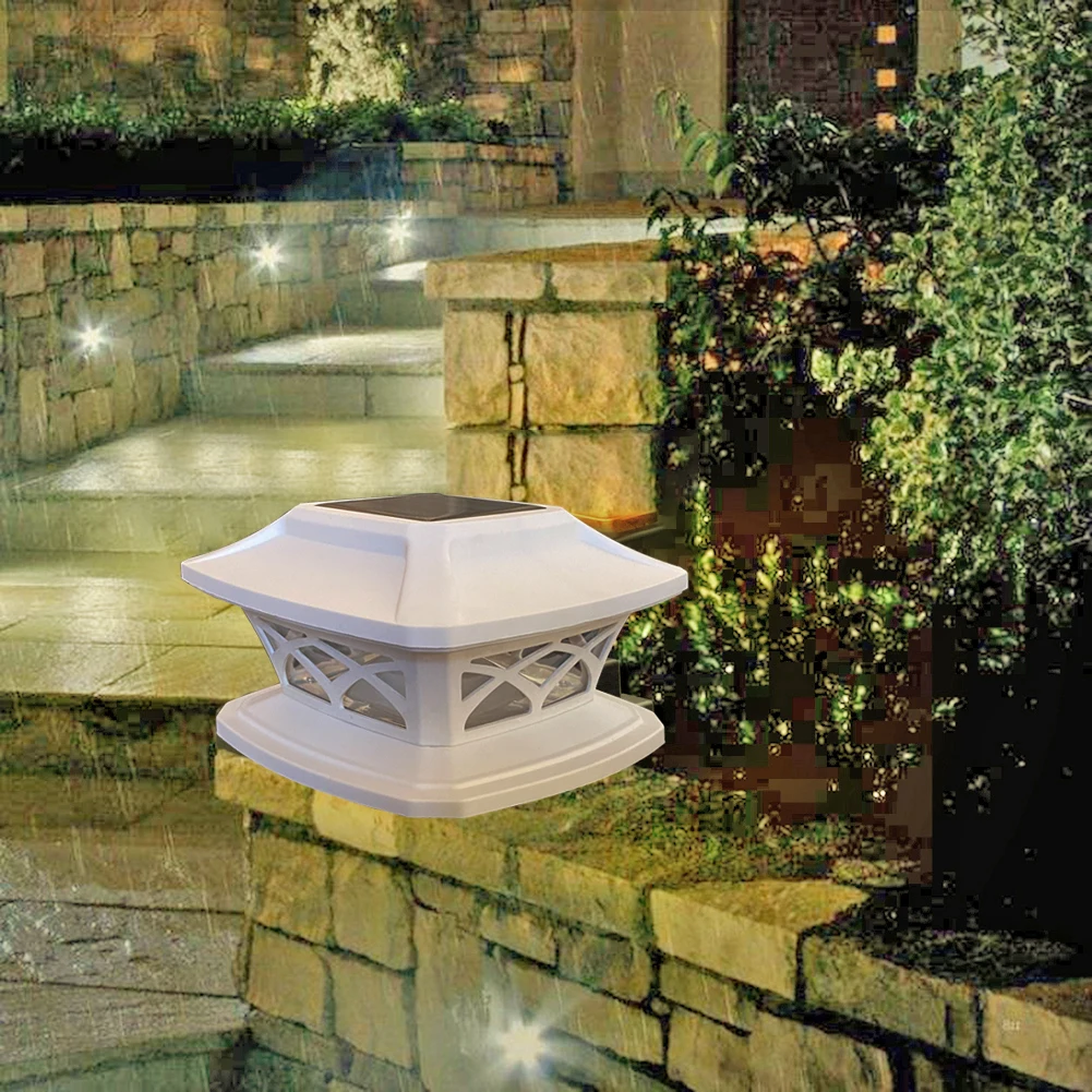

Solar Powered Post Light Waterproof Outdoor Patio Fence Gate Column Street Lamp for Courtyard Landscape Garden Decor