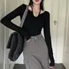 Tonngirls Harajuku Lace Up T Shirt Women Long Sleeve Black Crop Tops Y2k Vintage Tops Streetwear Fairycore Tshirts Korean Style 2