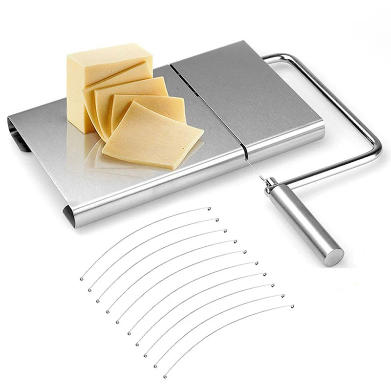 Cheese Slicer - Cutting Serving Board for Hard and Semi Hard Cheese or Butter, 5-Pack Replacement Stainless Steel Cutting Wire