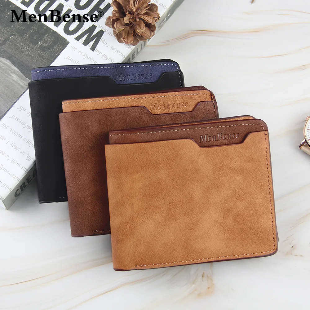 

Newest Fashion Matte Men's Faux Leather Credit Card Holder Multi Slots Short Clutch Wallet Vintage Male Business Purse Money Bag