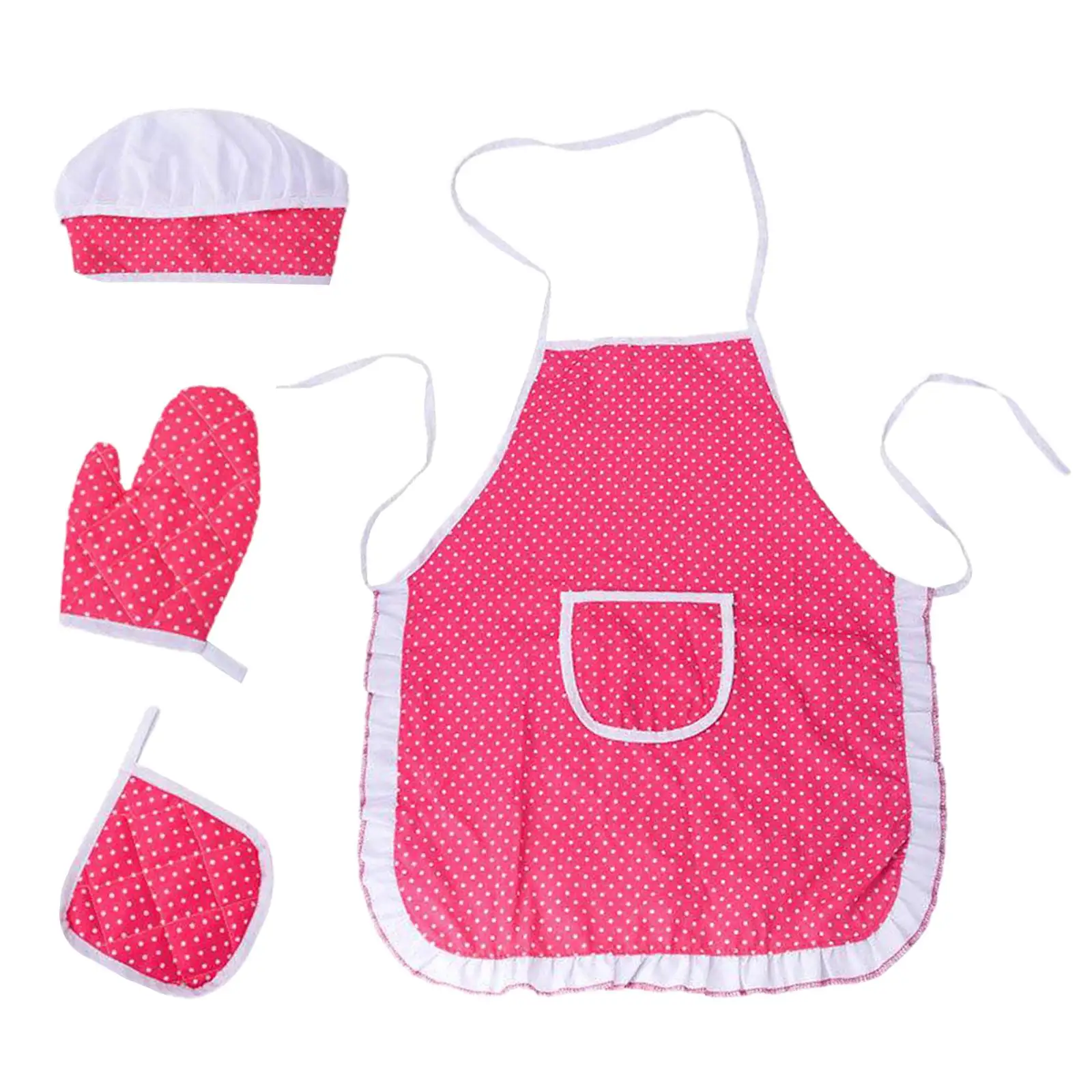 

Children Chef Set DIY Cooking Baking Suit Toys Set New Pretend Play Clothes Apron Gloves Hat Cooker Gift for Children Girl