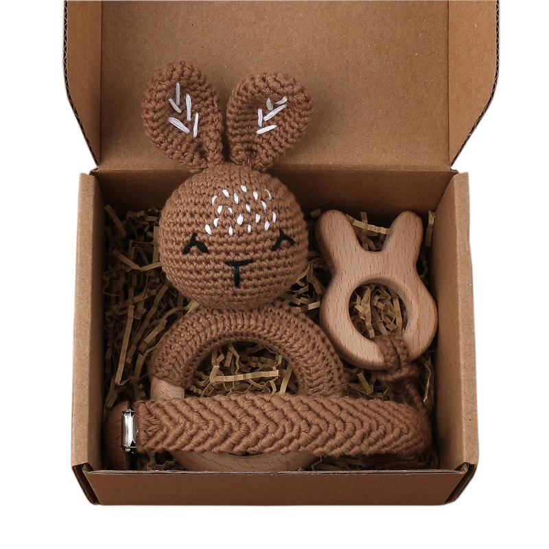 

Набор аксессуаров для прорезывателя, плетеная цепочка-зажим для соски, деревянное кольцо в форме оленя с прорезывателем из бука, цвет желты...