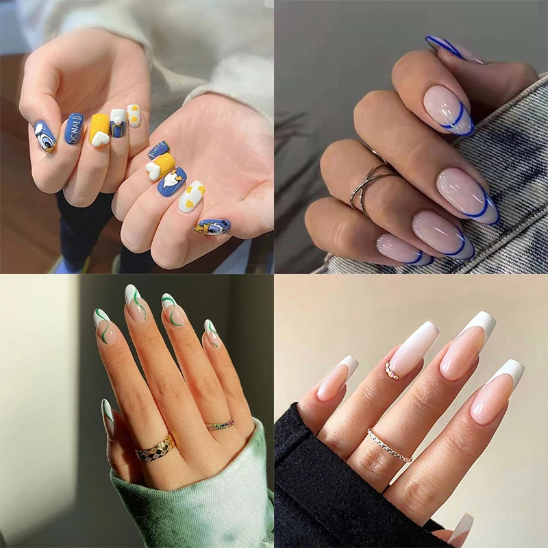 

Fake Nails 24 Pieces/Set Japanese Style Love Ripple Cute Girls Full Coverage Nail Decoration nail supplies for professionals