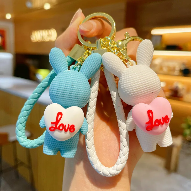 

Love Rabbit Keychain Female Cute Cool Exquisite Doll Key Chain Ring Holder Couple Bag Hanging Pendant