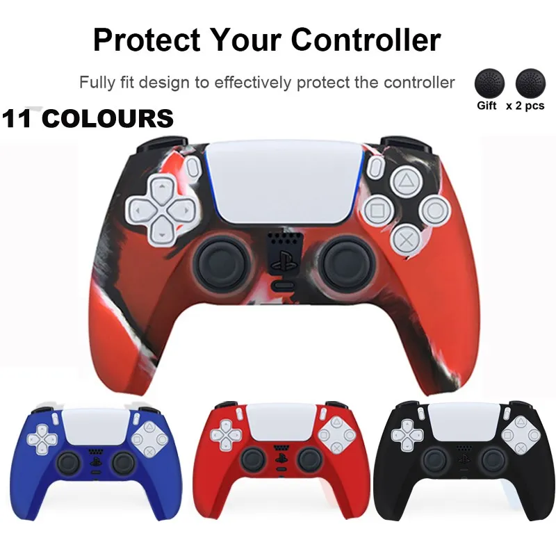 

For PS5 Soft Rubber Case Soft Silicone Cover For SONY Playstation 5 Controller Protection Case For PS5 Accessorie Thumb Grip Cap