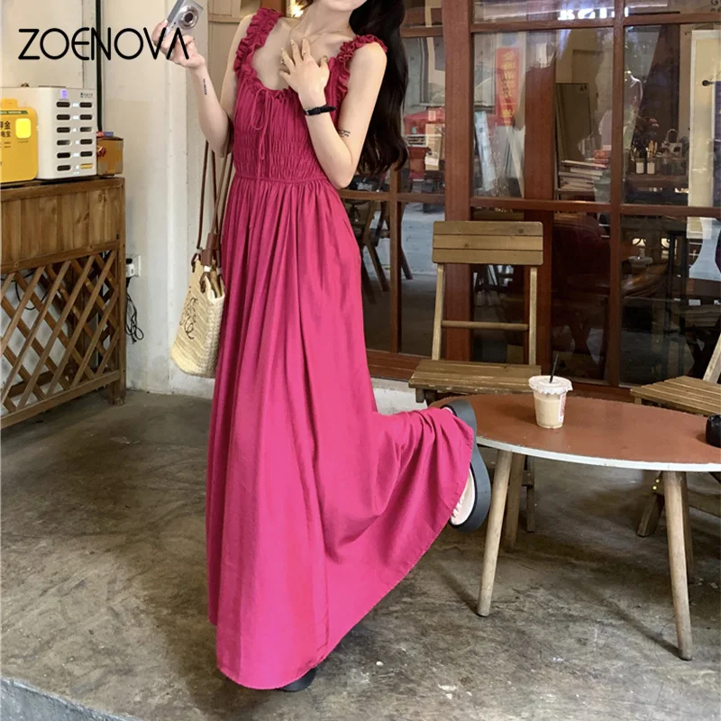 OVA ZOENOVA letnia nowa francuska retro damska sukienka moda uliczna Lady dekolt w serek plisowana pończocha Casual przyjęcie świąteczne sukienki