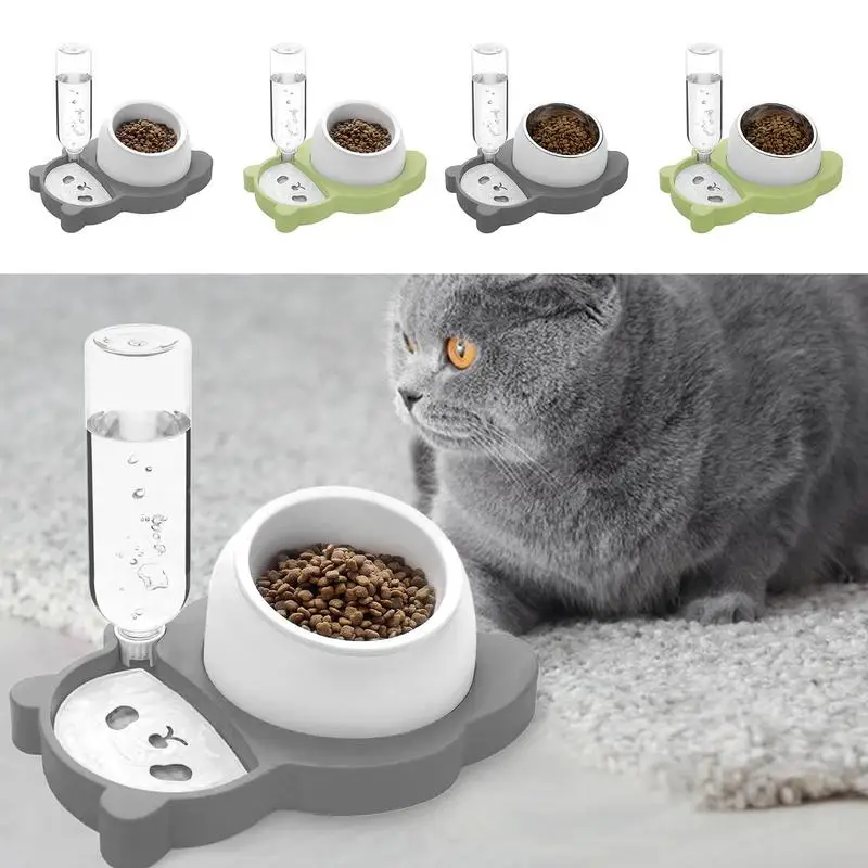 

Миска для кормления домашних животных в форме панды, нескользящая миска для кошек, приподнятая миска для кормления собак и кошек, автоматич...