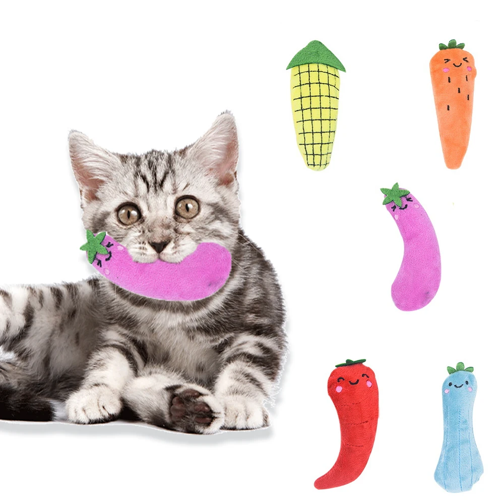 

Dog Accessories Dog Toys Cute Pet Dog Cat Plush Squeaky Vegetable Chili Eggplant Dog Cat Fun Durable Chew Molar Toy for All Pets