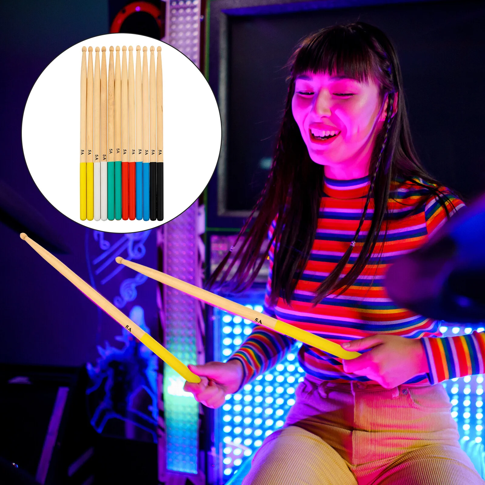 

6 Pairs Drum Sticks Adults Keyboard Instrument Drumsticks Light Wooden Durable Instruments Supply Maple Hammer Child