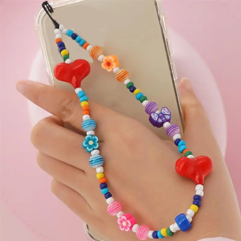 

Fashion Simple Acrylic Bead Phone Chain Anti-Lost Mobile Phone Strap Lanyard Cell Phone Case Hanging Cord Rope