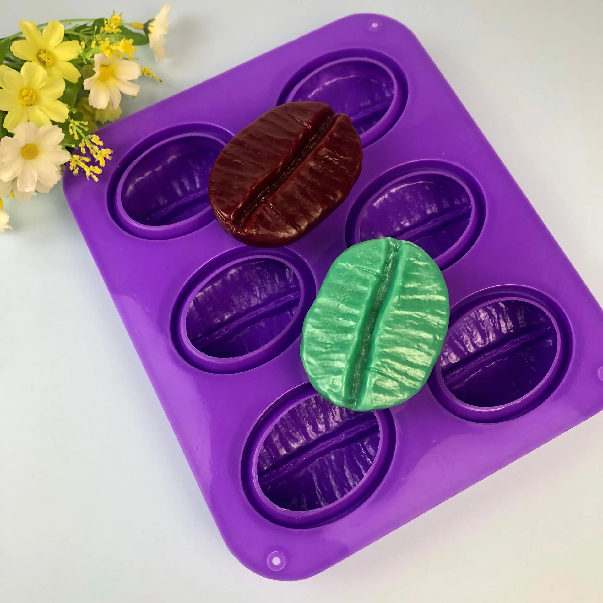 

6-hole Coffee Bean Cake Silicone Mold Scented Candle Handmade Soap Mold Chocolate Cake Ice Tray Mold Baking Accessories