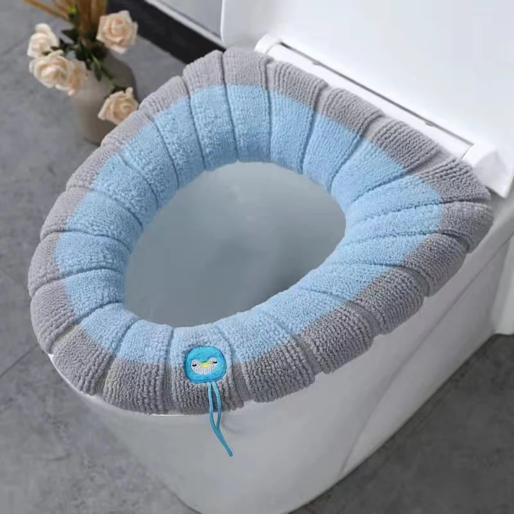 

1Pcs Keep Warm Pumpkin Pattern Closestool Mat Double Color Bathroom Accessories Knitting O-shape Home Decor Toilet Seat Cover