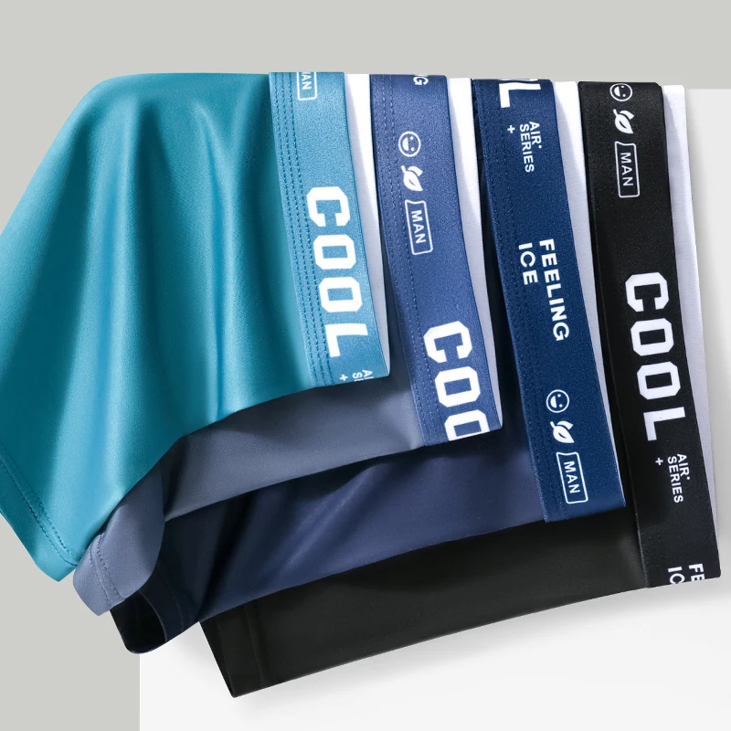 Men's Panties Sexy Underwear For Men Boxer Shorts Ice Silk Men Underpants Breathable Thin Seamless Boxers Large Size L-5XL