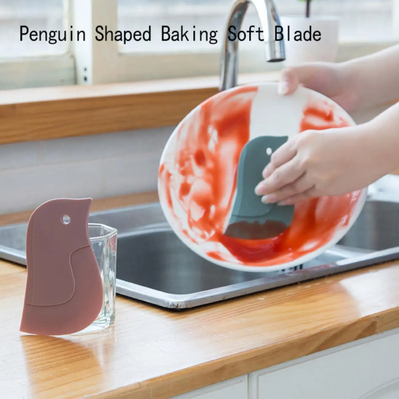 

Скребок для выпечки в форме симпатичного пингвина, мягкое лезвие для тарелки с маслом, для чистки загрязненных пятен, кухонные аксессуары