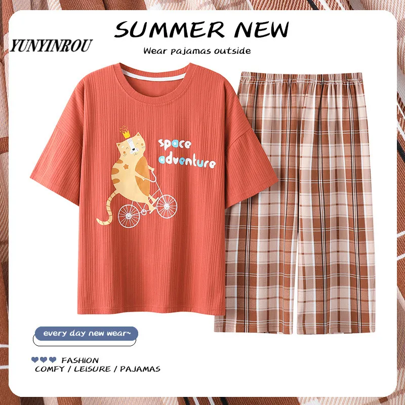 Летние брендовые новые женские пижамные комплекты с цветочным принтом