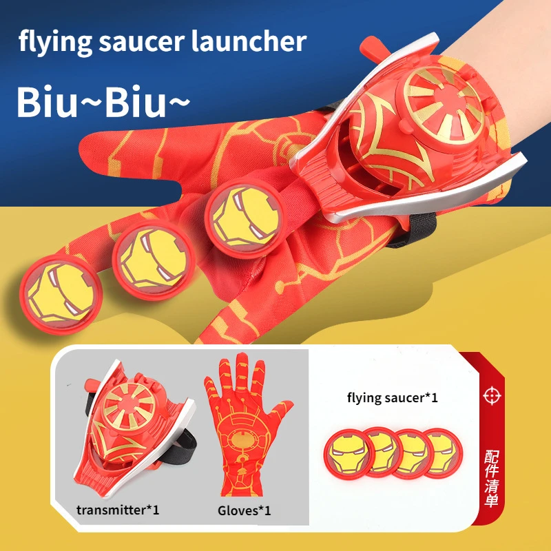 Animation Hero Spider-Man Glove Launcher Iron Man Wrist Ejection Frisbee Halloween Cosplay Props Gift for Kids one piece