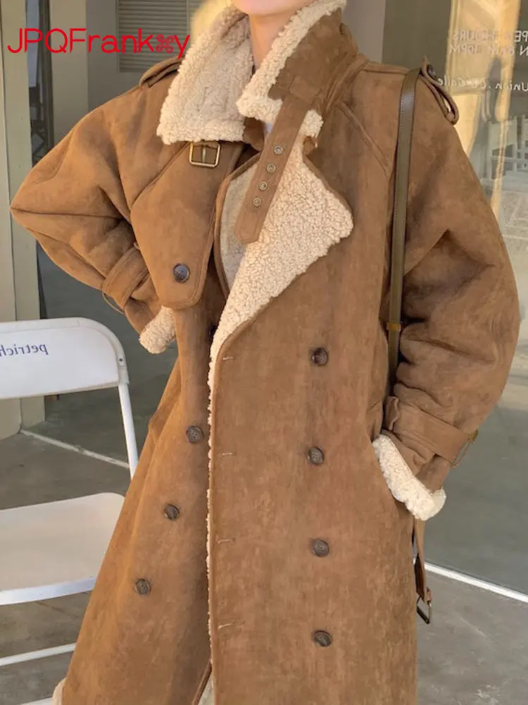 

2022 Winter New Fur Integrated Long Grain Sheep Sheared Cashmere Coat Women's Medium Long Lamb Wool Suede Coat Leather Jacket