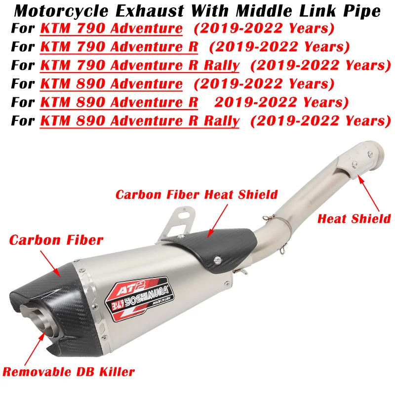 

For For KTM 790 890 Adventure R Rally 2019 2020 2021 2022 Motorcycle Exhaust Escape System Modified Muffler Middle Link Pipe DB