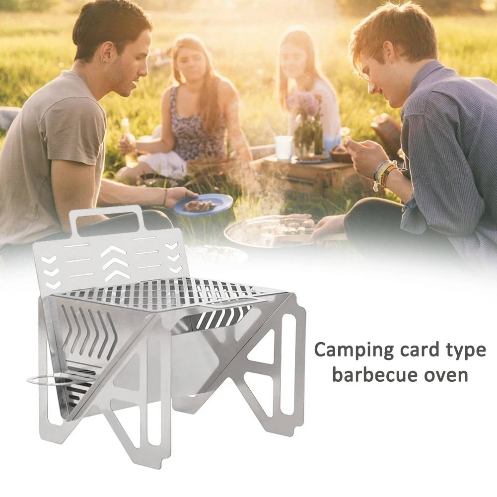 

Portable Camping BBQ Grill Wood Stove Stainless Steel Detachable Campfire Picnic Barbecue Grill Rack