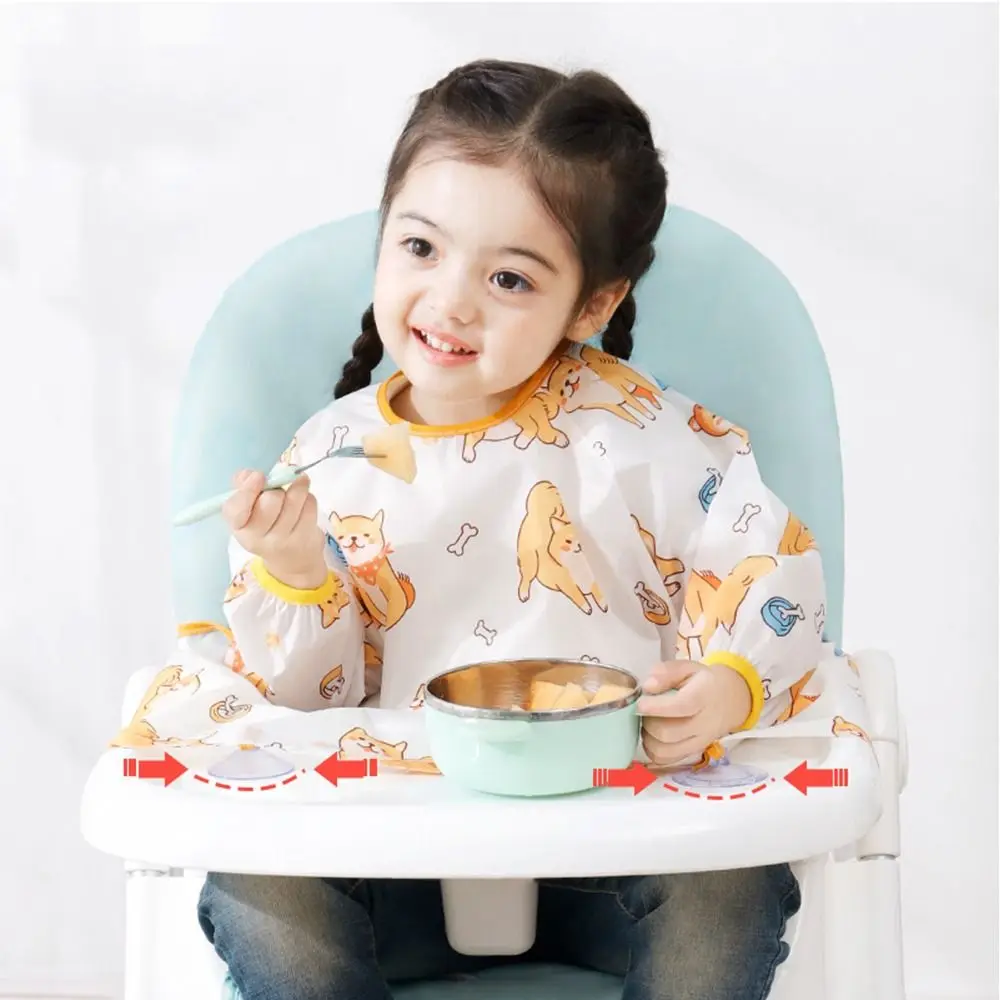 

Baby Cartoon Animal Pattern Bibs Full Long Sleeve Weaning Feeding Apron Toddler Coverall Highchair Baby Eating Artifact