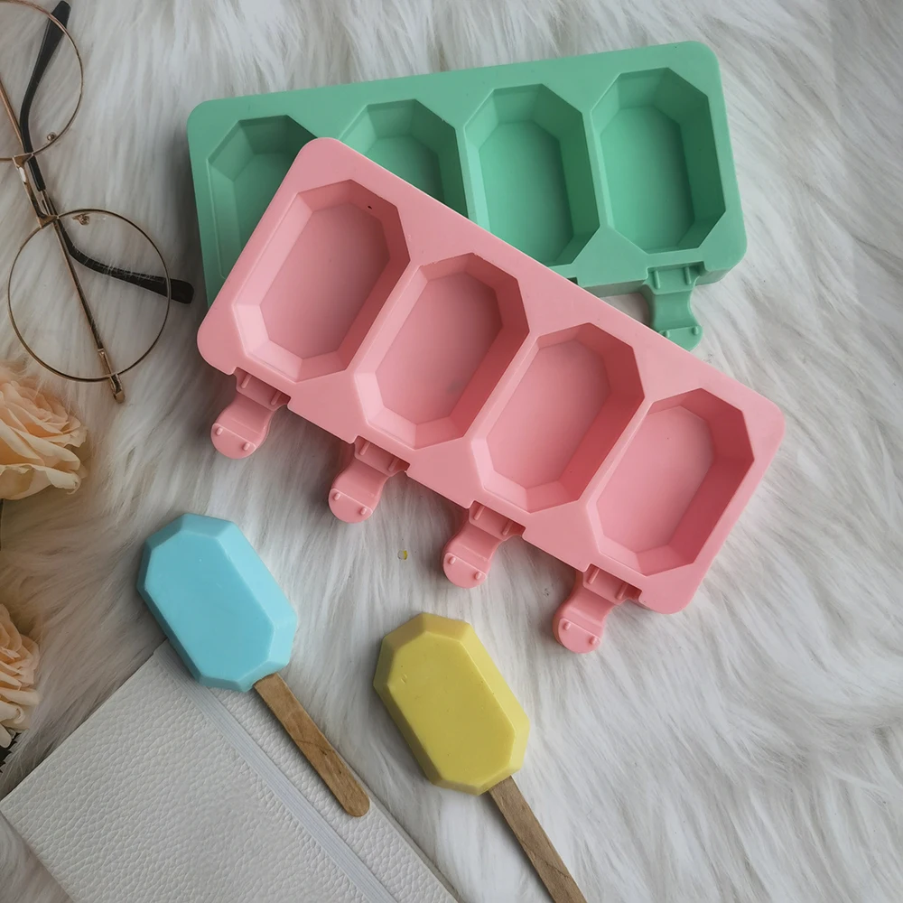 

Octagonal Ice Cream Silicone Mold 4 Cavity Magnum Silicone Mold DIY Ice Tray Moulds Creative Popsicle Mold Cake Decoration