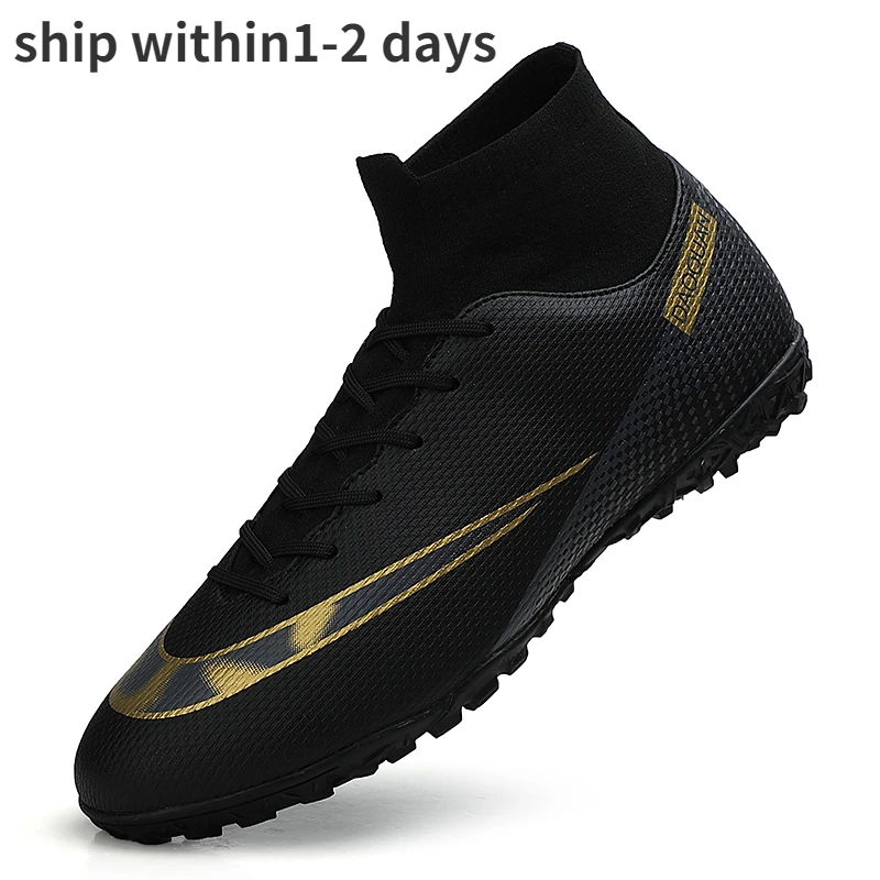 Size 32-47 High Ankle Soccer Shoes Outdoor Non-Slip AG/TF Football Boots Kids Boys Ultralight Soccer Cleats Sneakers