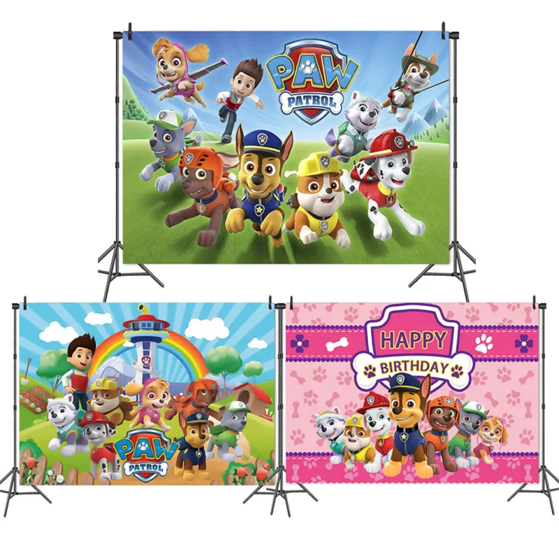 

Original Paw Patrol Birthday Decoration Party Background Cloth Decoration Birthday Poster Photography Happy Party Supplies