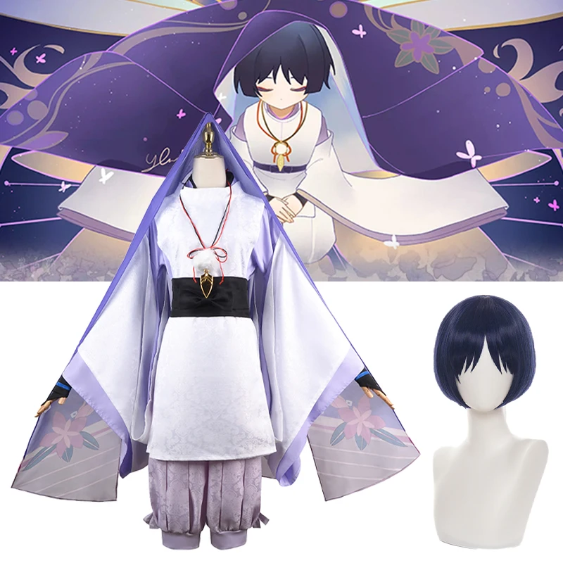 

Genshin Impact Cosplay Scaramouche Costume Game Balladeer Scaramouche Cosplay Wig Purple Cloak Kimono Christmas Men Costume
