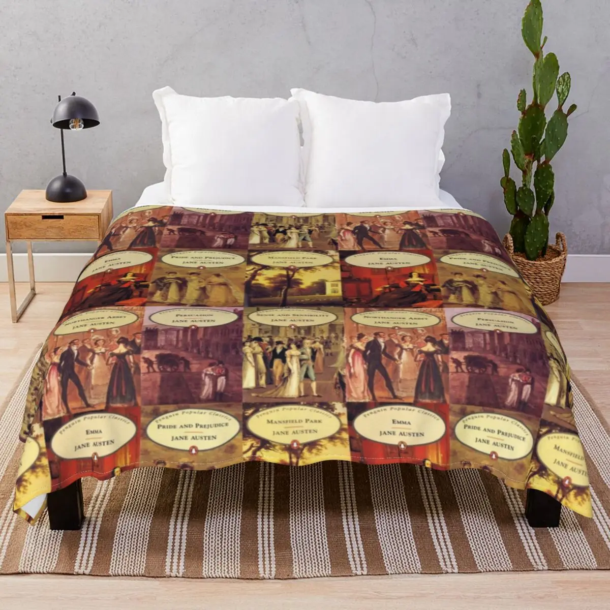 Jane Austen Vintage Books Blanket Flannel All Season Multifunction Throw Blankets for Bedding Home Couch Travel Office