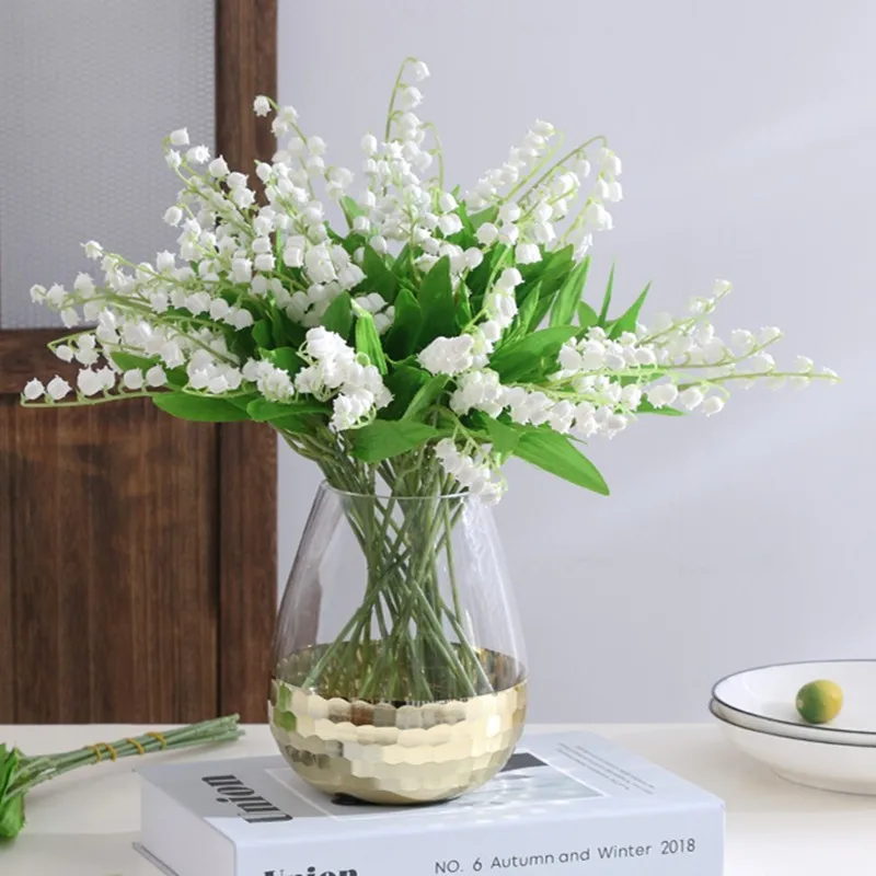 

36Pcs Lot Artificial Flowers Simulation Lily Of The Valley Wedding Bouquet For Living Room Table Ornament